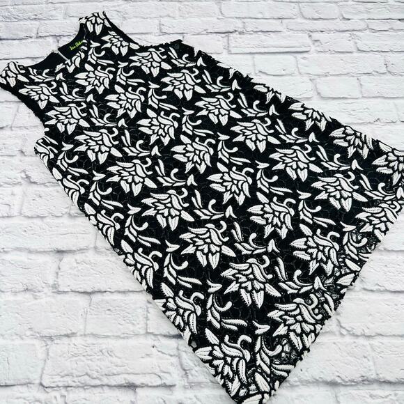 Sam Edelman Dresses & Skirts - SAM EDELMAN Dress Womans Medium Black White Lace Sheath Sleeveless Embroidereded